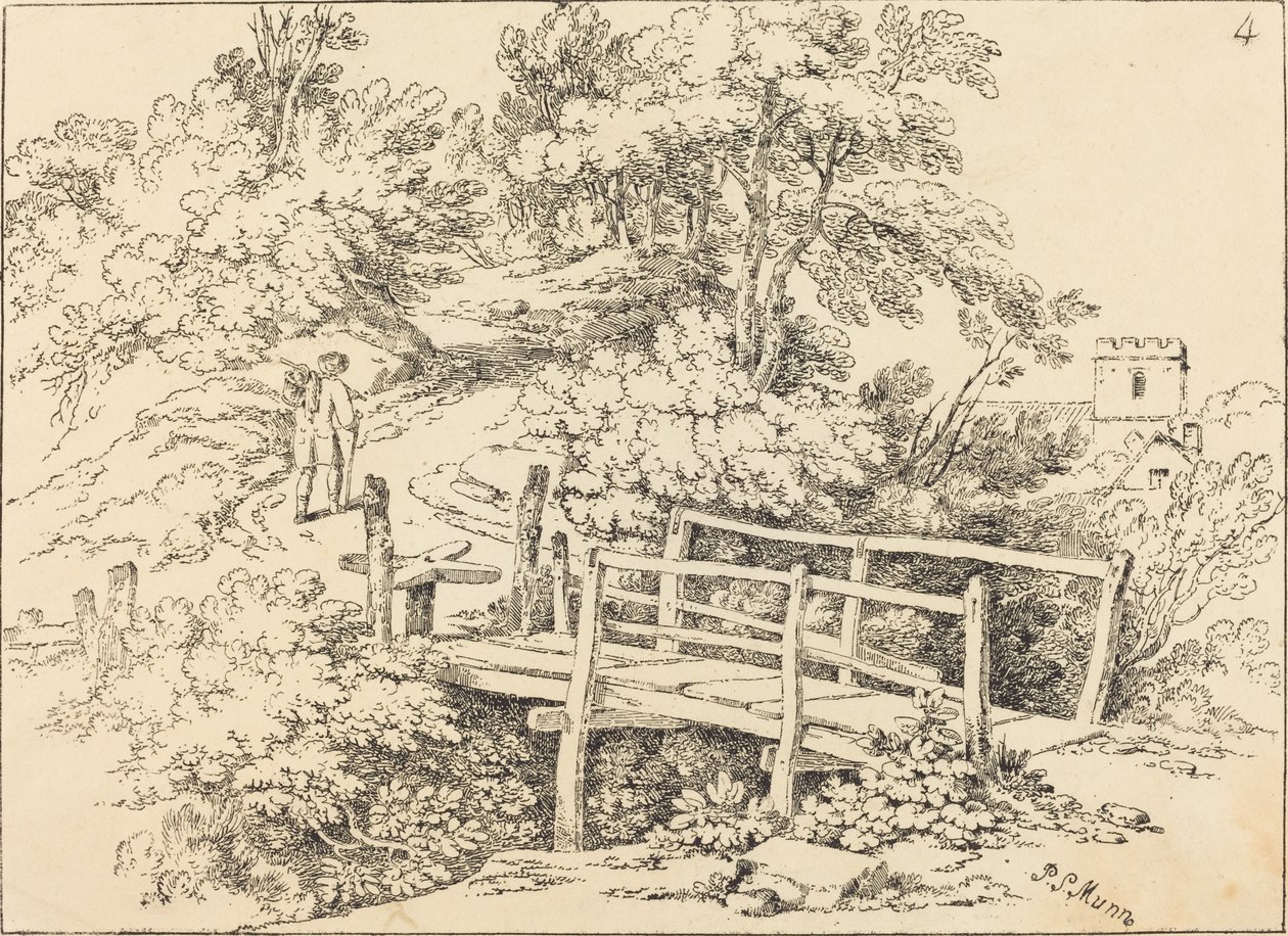 Landelijke Voetbrug (De Reiziger) door Paul Sandby Munn