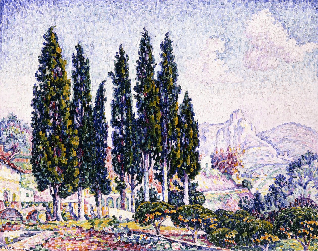 Een tuin in Saint-Paul door Paul Signac