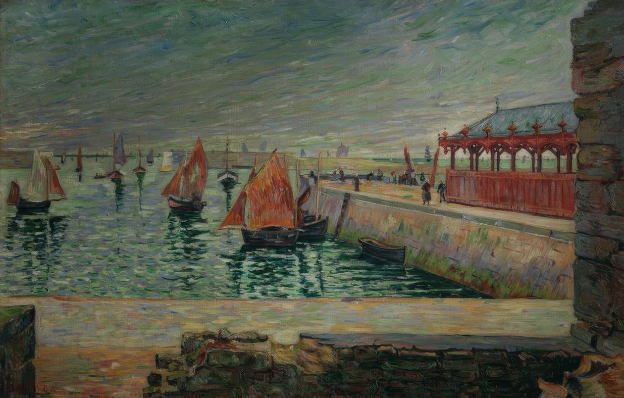 De vismarkt, Port-en-Bessin door Paul Signac