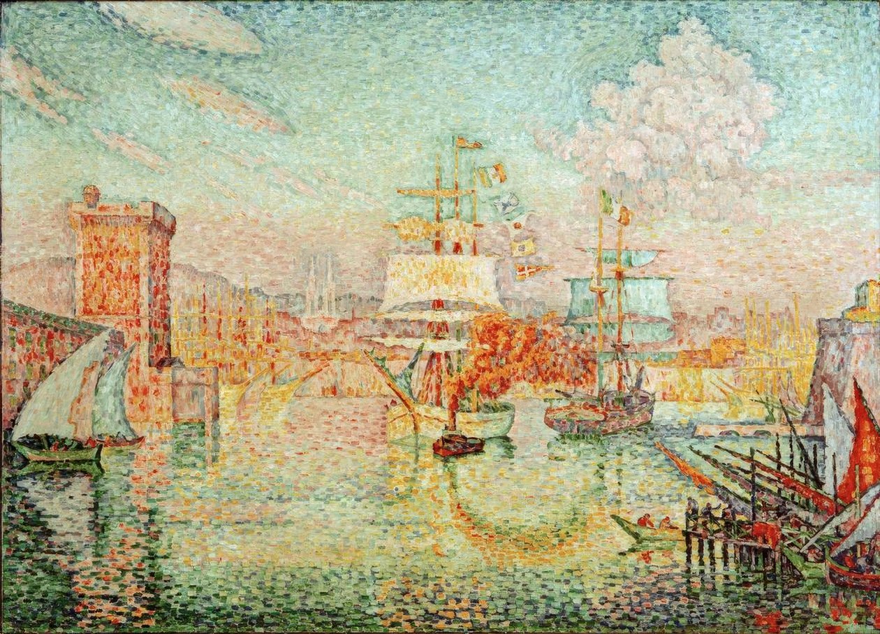 Ingang van de haven van Marseille door Paul Signac