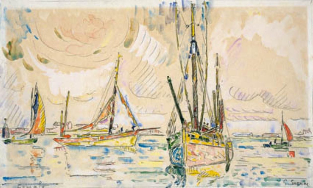 Vissersboten in de Haven van Locmalo door Paul Signac