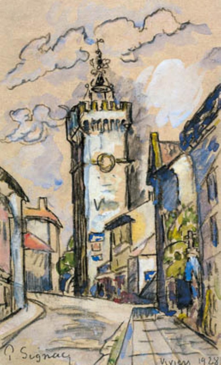 De klokkentoren in Viviers door Paul Signac
