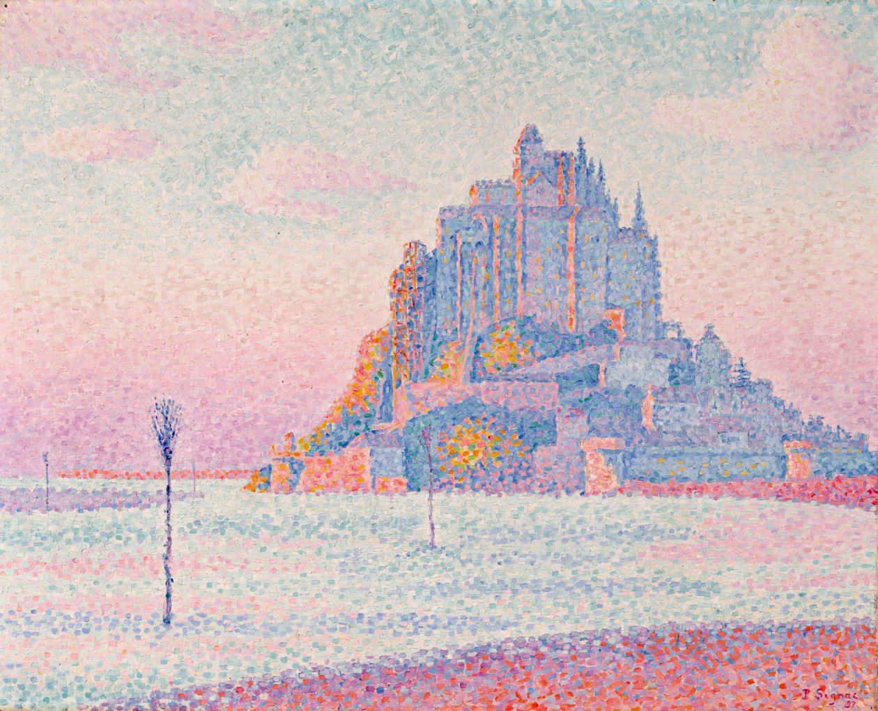 Mont Saint-Michel, Ondergaande Zon door Paul Signac