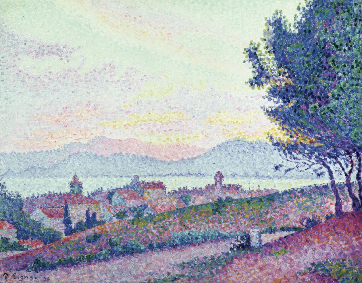 Saint Tropez - Pijnboombos door Paul Signac