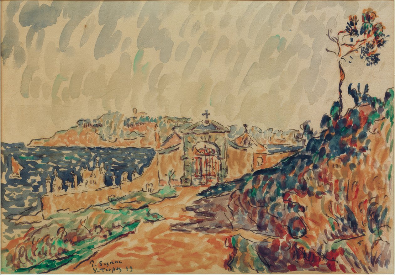 Uitzicht op de Baai van Saint-Tropez door Paul Signac