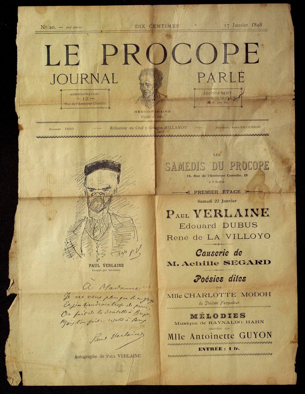 Journal du Procope, Parijse café door Paul Verlaine
