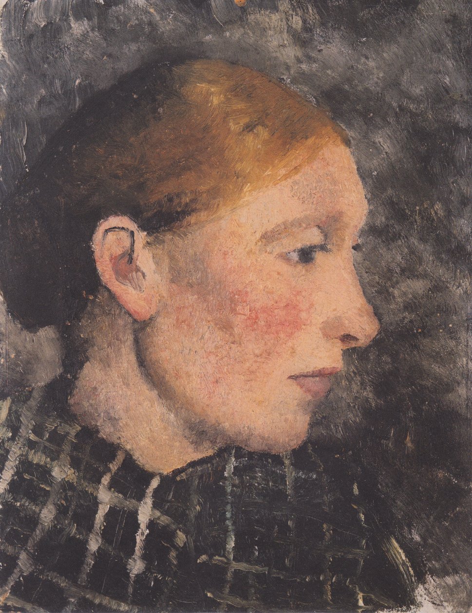 Hoofd van een boerin in profiel naar rechts door Paula Modersohn Becker