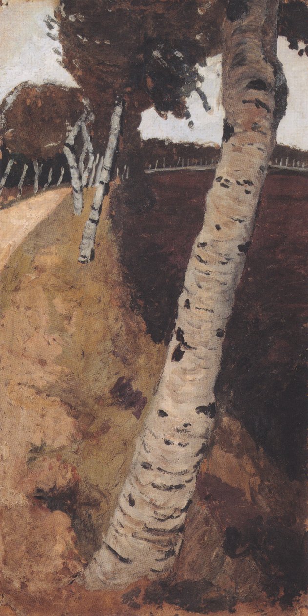 Landweg met berken door Paula Modersohn Becker