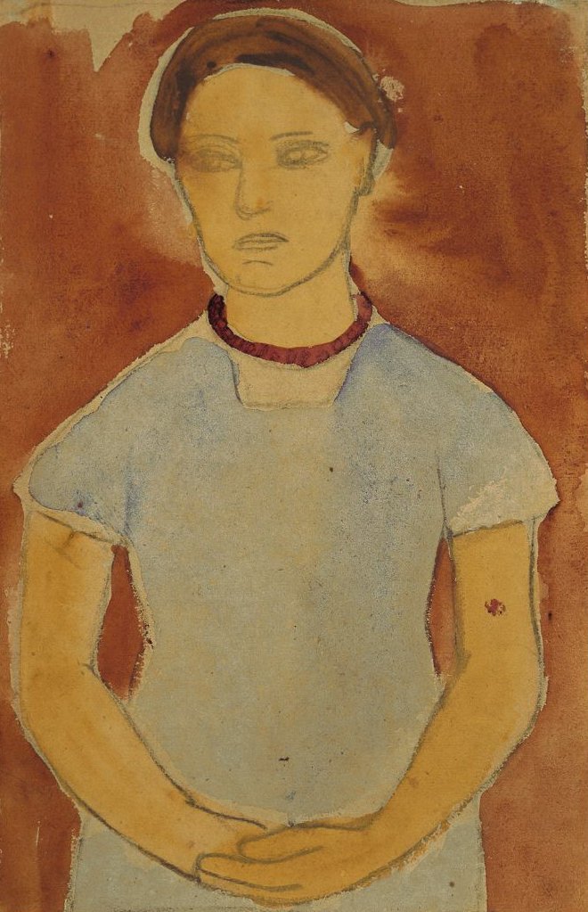 Lee Hoetger voor bloemenachtergrond door Paula Modersohn Becker