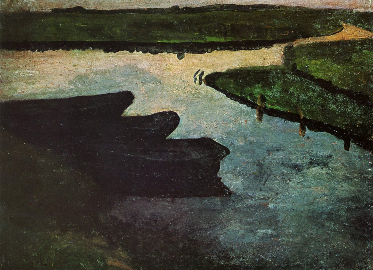 Veenkanaal met turfboten door Paula Modersohn Becker