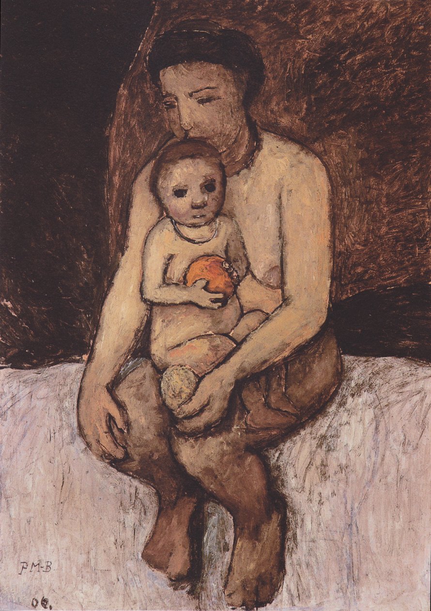 Zittende moeder met kind op schoot door Paula Modersohn Becker