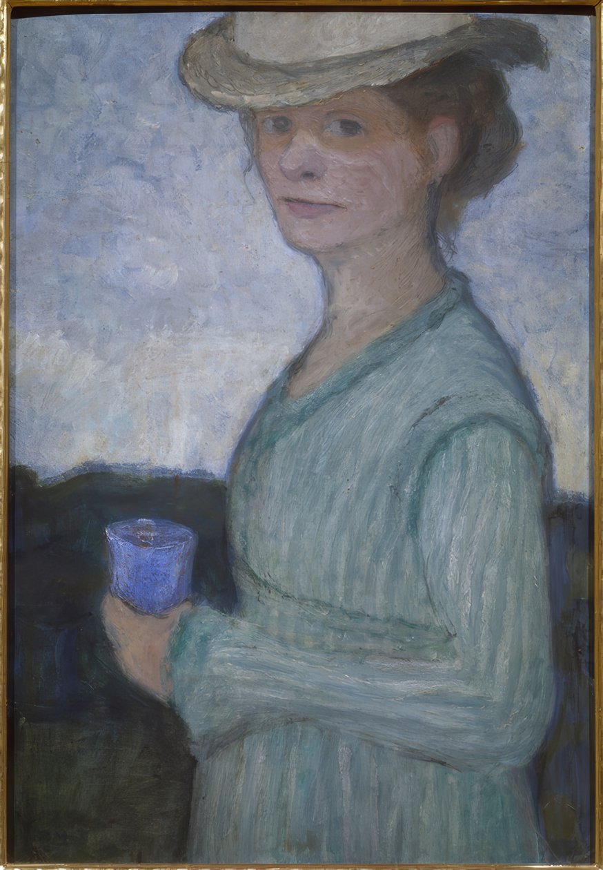 Zelfportret met Blauw Glas door Paula Modersohn Becker