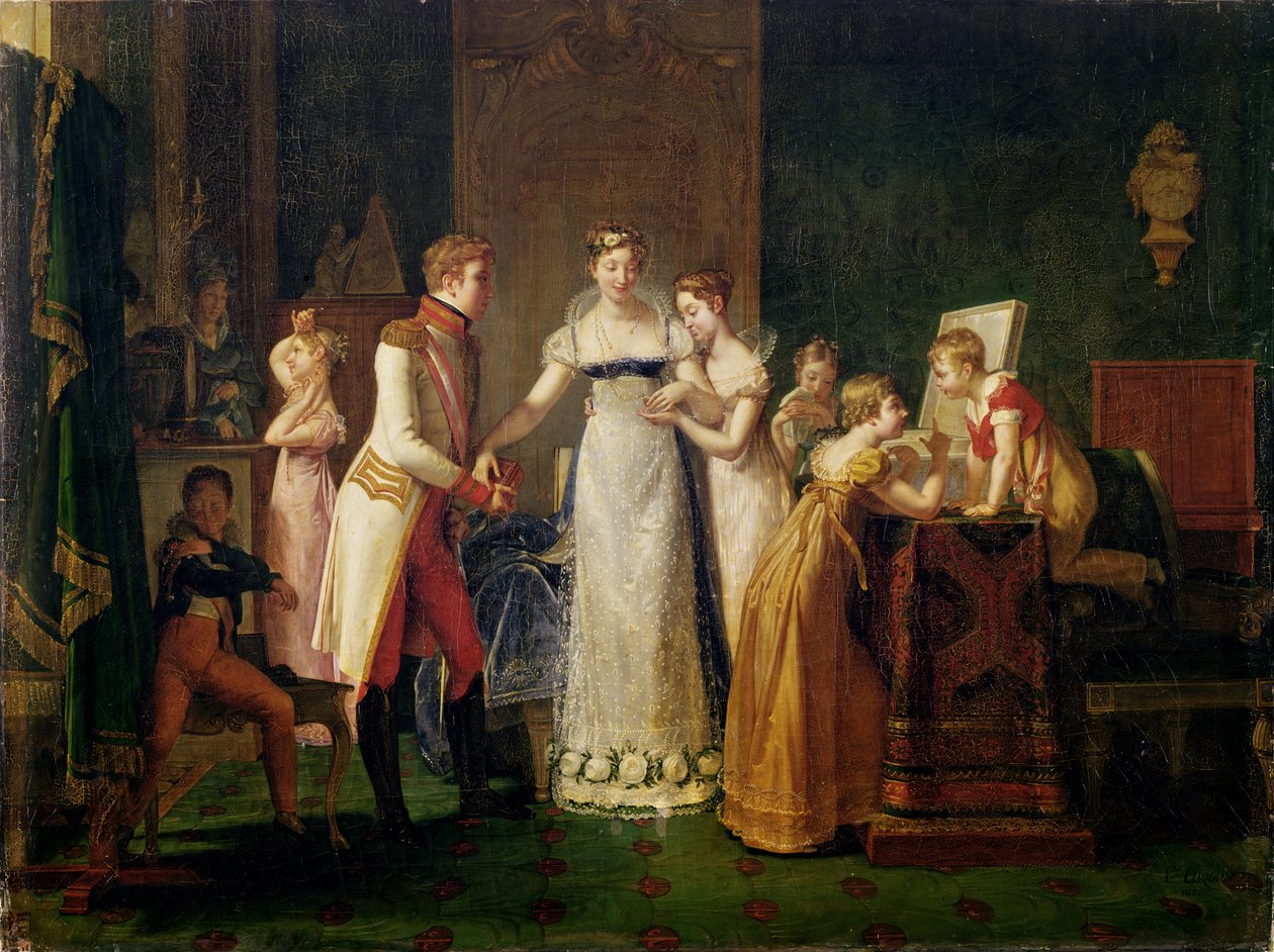 Marie-Louise (1791-1847) van Oostenrijk neemt afscheid van haar familie in Wenen, 13 maart 1810, 1812 door Pauline Auzou