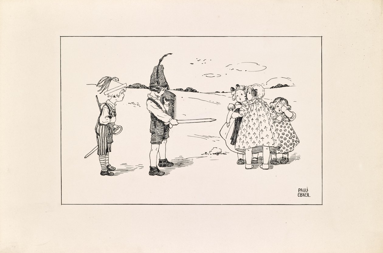 Kinderen, soldaten spelen door Pauline Ebner