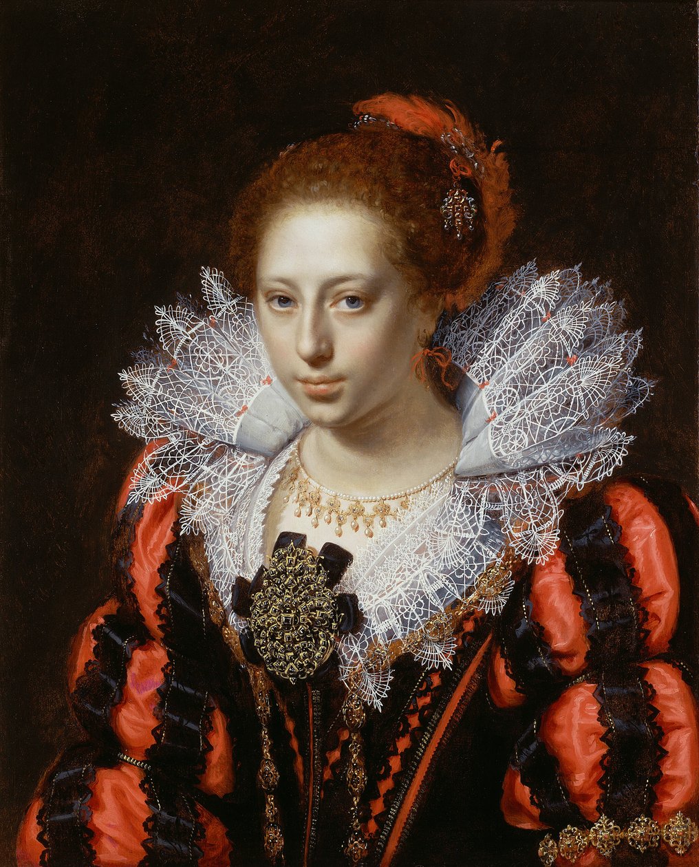 Portret van een jonge dame door Paulus Moreelse