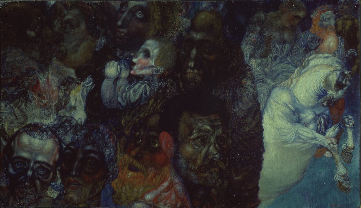 Hoofden, 1910 door Pavel Nikolayevich Filonov