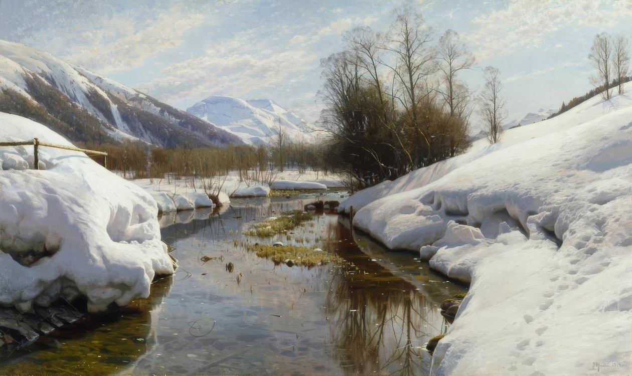 Winterzon in Engadin door Peder Monsted