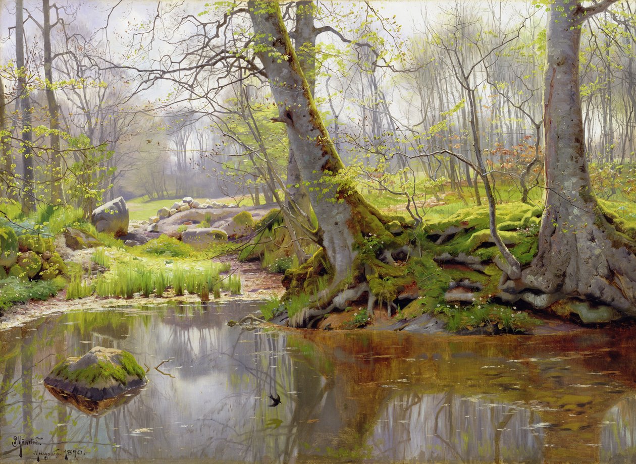 Bosvijver, 1890 door Peder Monsted