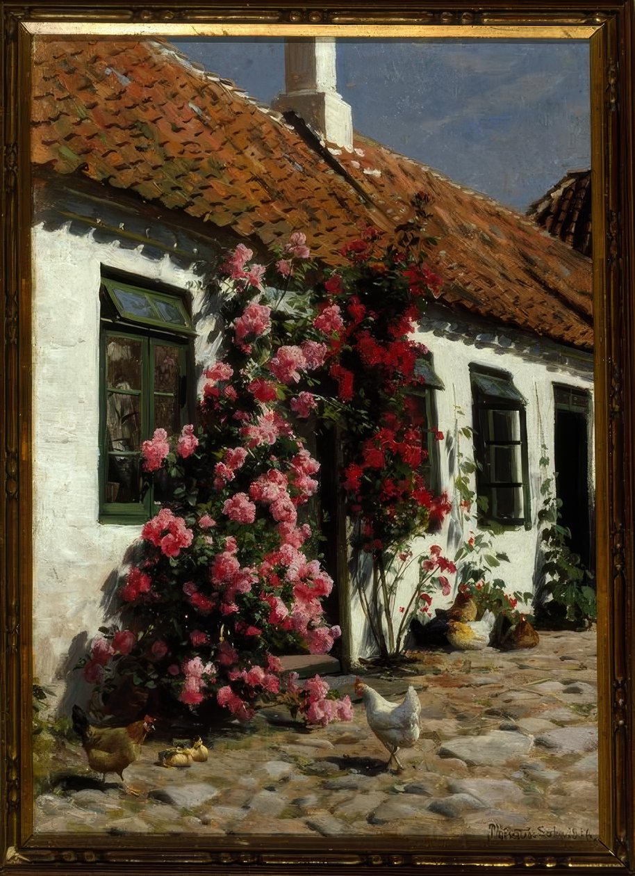 Klimrozen bij de boerderij door Peder Monsted