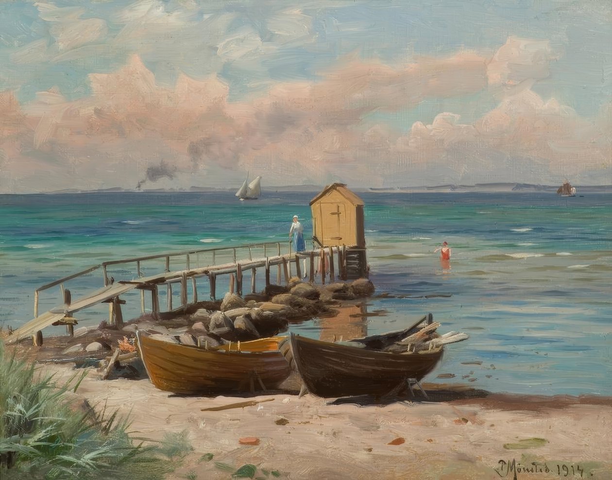 Badhuizen aan het Strand door Peder Monsted