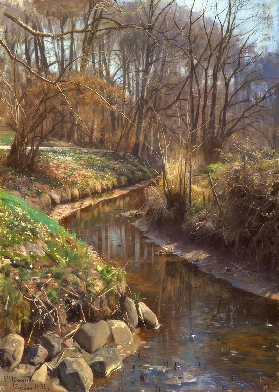 P. Mønsted, Lente bij de bosbeek door Peder Monsted