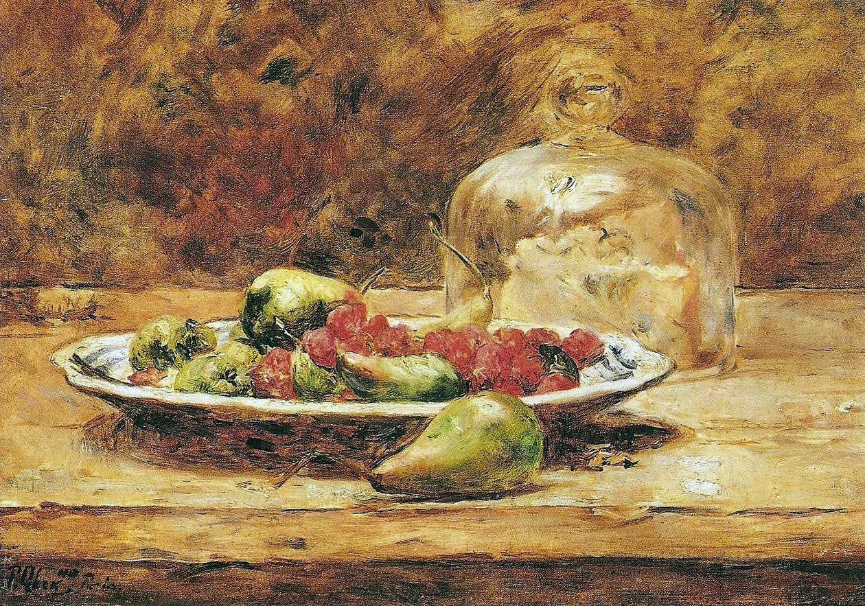 Stilleven - Peren en aardbeien door Pedro Alexandrino Borges