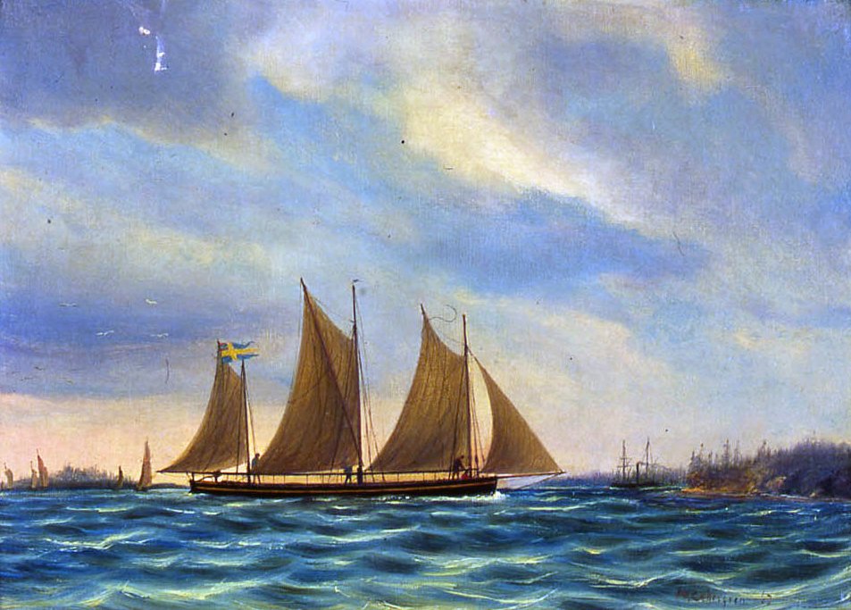 Kanonbarkass in de archipel door Per Wilhelm Cedergren