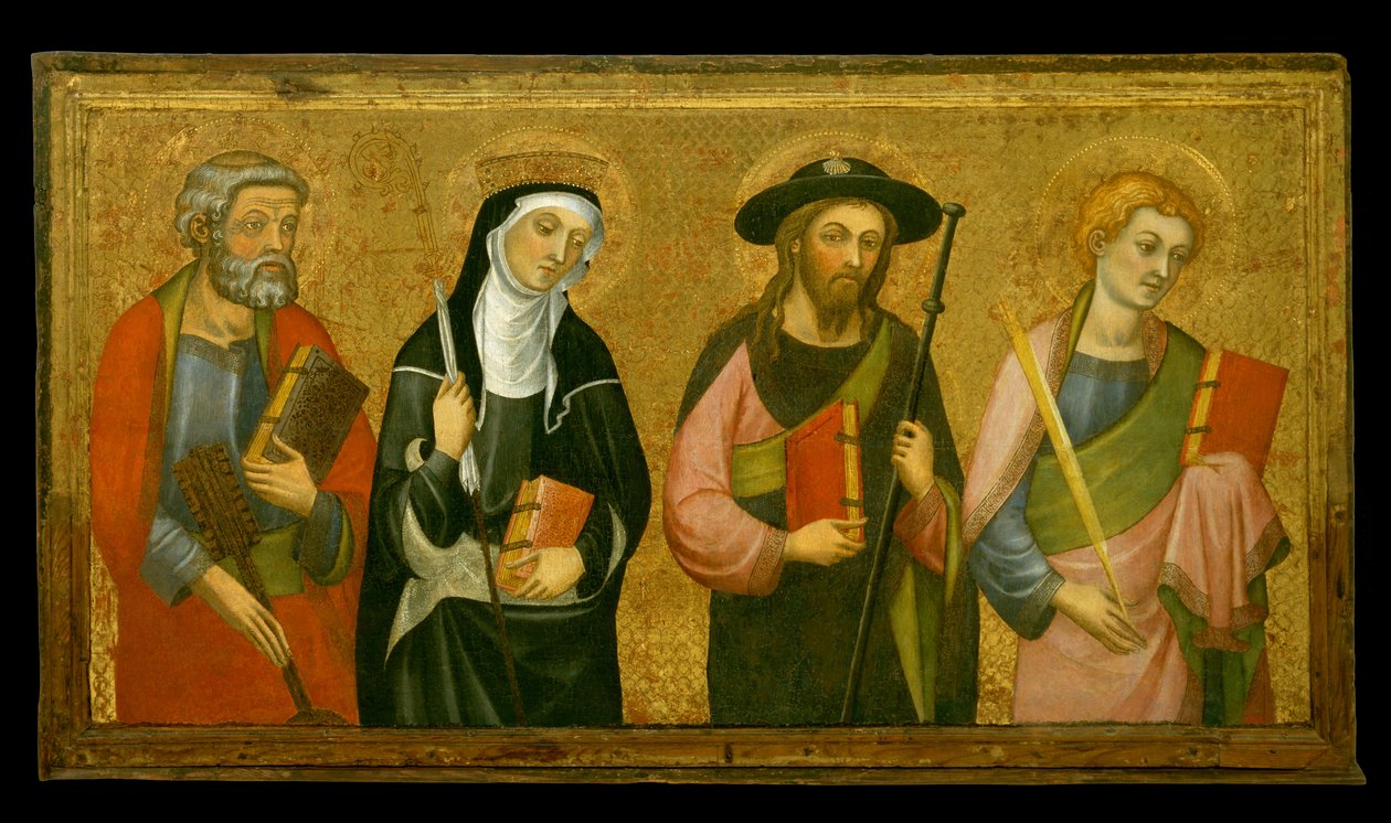 Sint-Pieter, Sint-Claire, Sint-Jacobus de Meerdere en Sint-Jan de Evangelist door Pere Serra