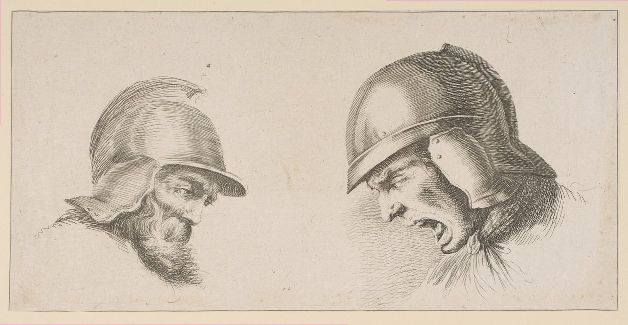 Twee Hoofden van Oude Soldaten, na 1641 door Peregrine Lovell
