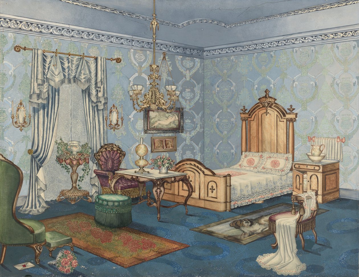 Slaapkamer, 1882, c. 1941 door Perkins Harnly
