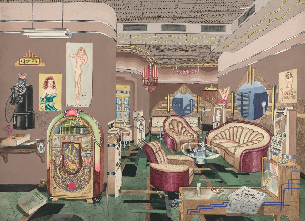 Cocktail Lounge, 1946, 1935-1942 door Perkins Harnly
