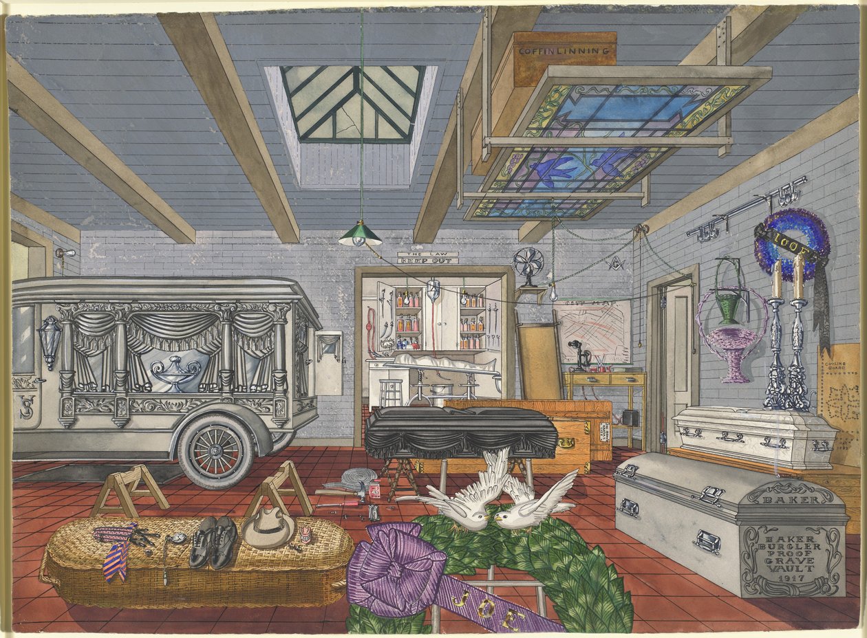 Garage van begrafenisondernemer, 1917 door Perkins Harnly