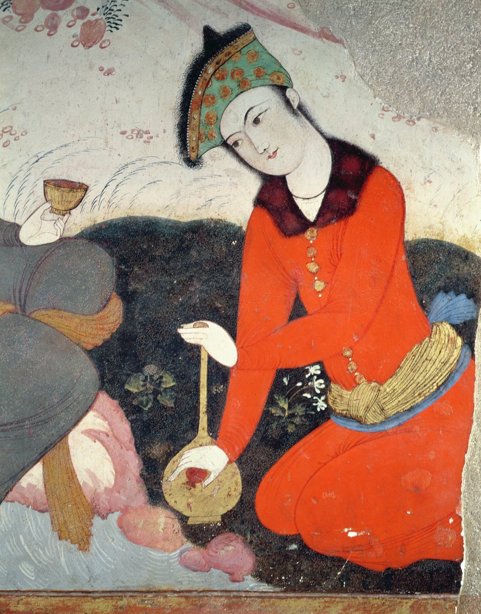 Hoveling aan het Hof van Shah Abbas I (detail) door Persian School
