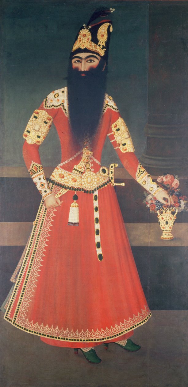 Portret van Fath Ali-Shah (1771-1834) door Persian School