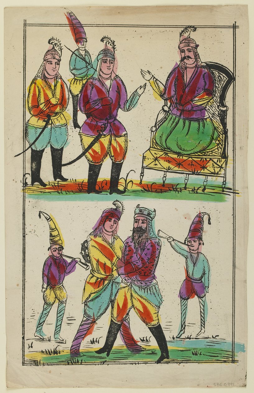 Scène uit de "Shahnama" door Persian School