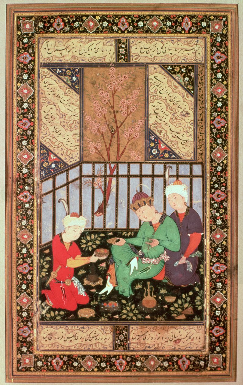 Theeceremonie, 1560-70 door Persian School