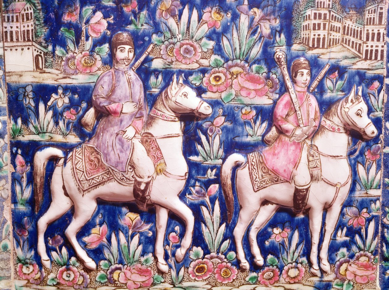 De koning op jacht (keramiek) door Persian School