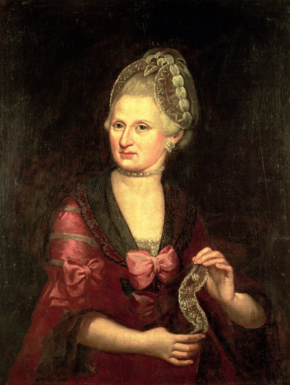 Anna Maria Mozart, geboren Pertl, moeder van Wolfgang Amadeus Mozart, 1775 door Peter Anton Lorenzoni