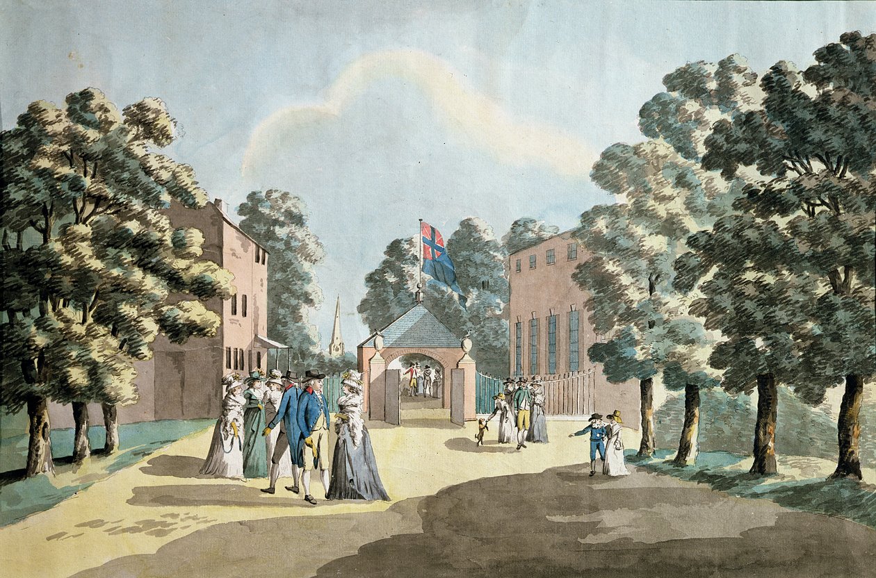 Koning George III en familie bij de Spa Well, Cheltenham, 1788 door Peter La Cave