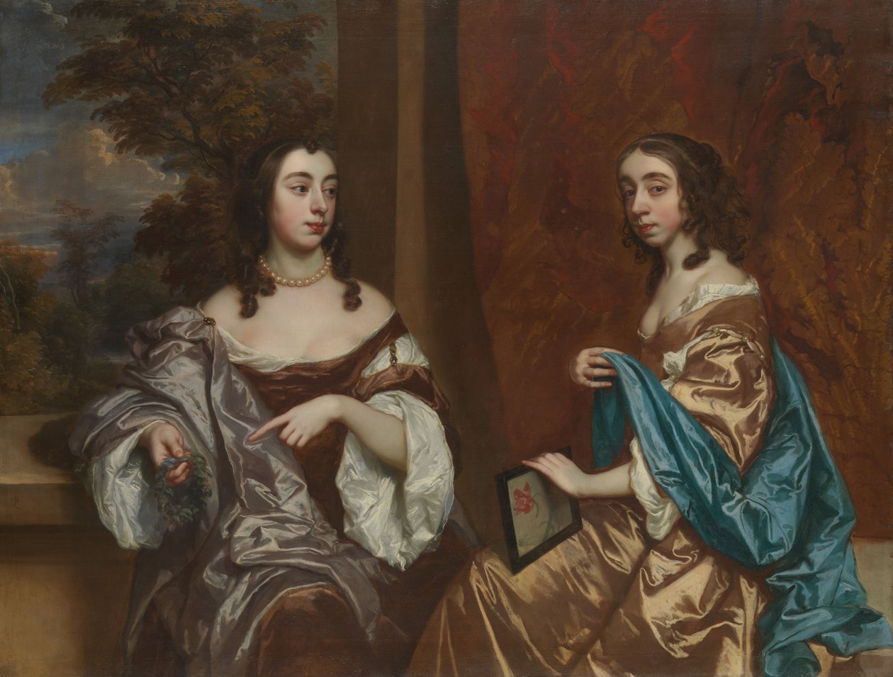 Mary Capel, later hertogin van Beaufort, en haar zus Elizabeth, gravin van Carnarvon door Peter Lely
