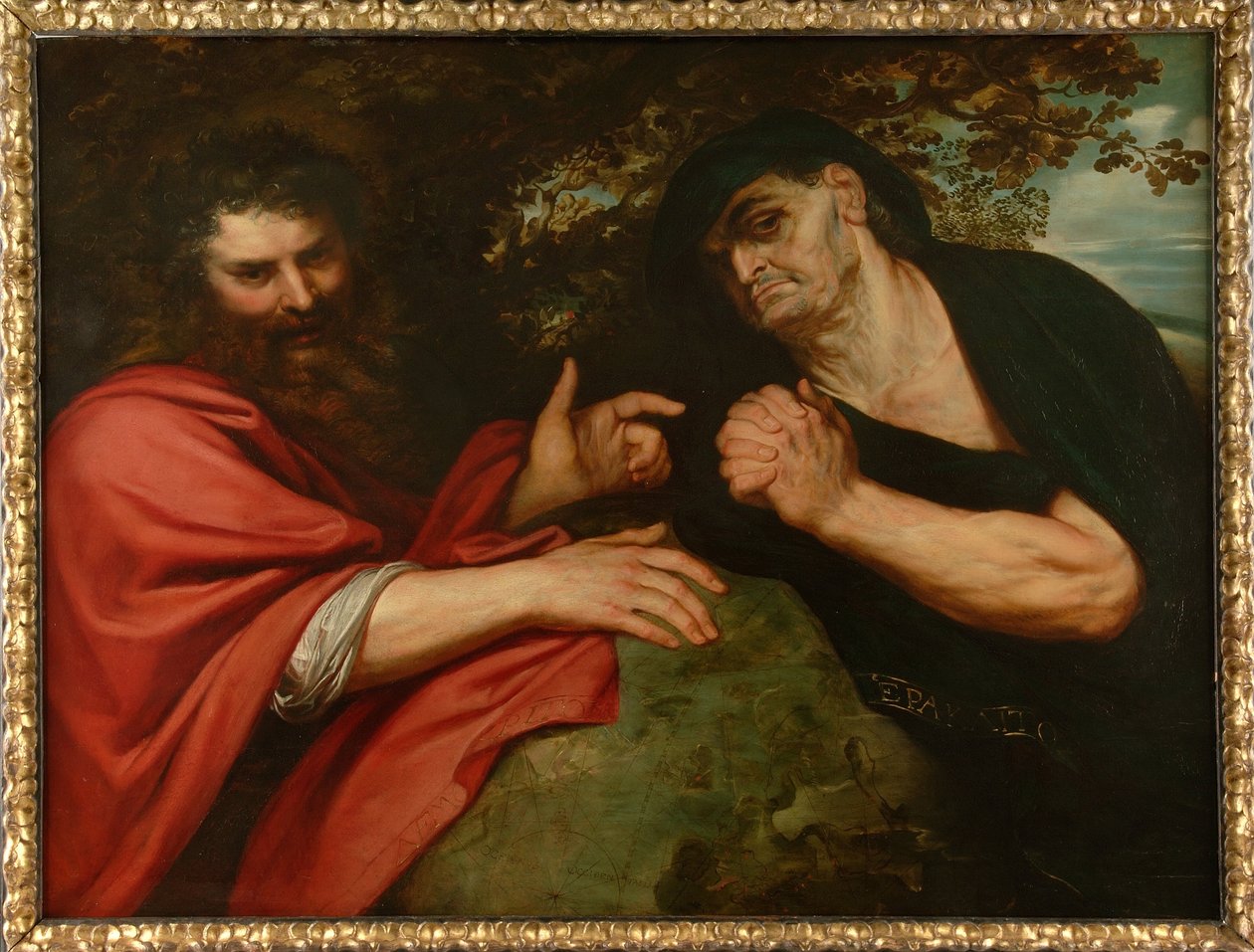 Democritus en Heraclitus door Peter Paul Rubens