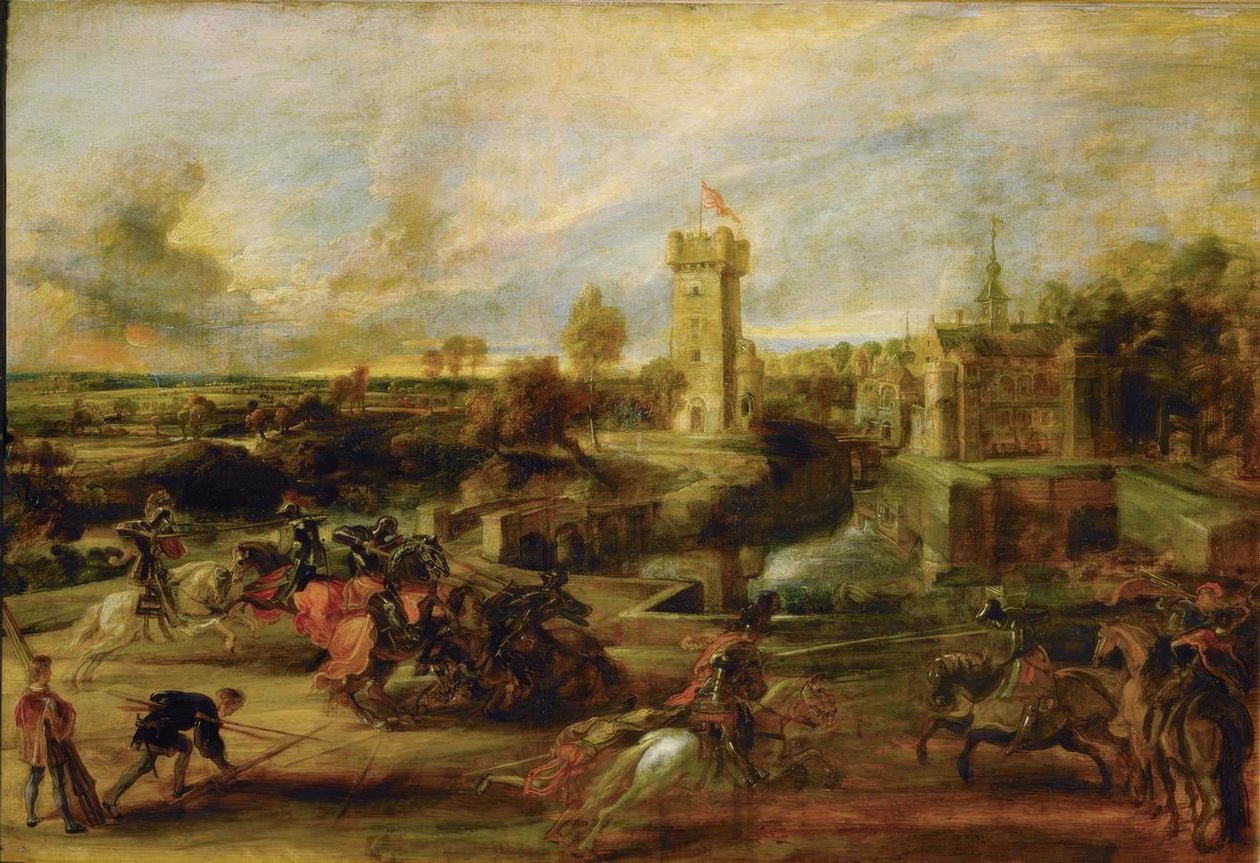 Landschap met toernooi voor het kasteel van Steen door Peter Paul Rubens