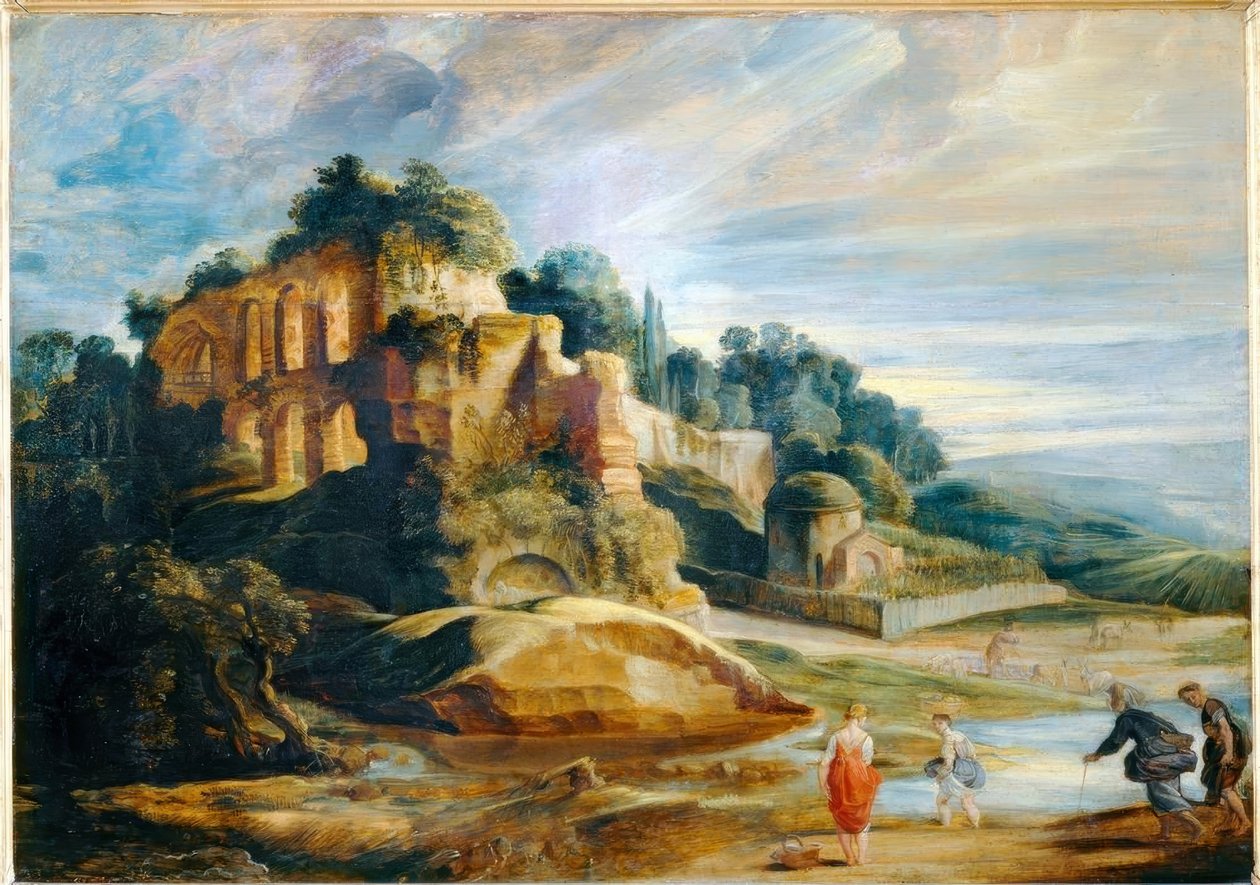 Landschap met de ruïnes van de Palatijn in Rome door Peter Paul Rubens