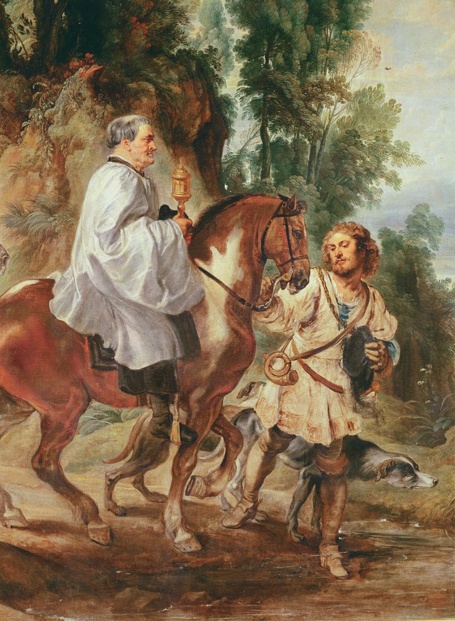 Priester draagt de eucharistie naar een stervende door Peter Paul Rubens