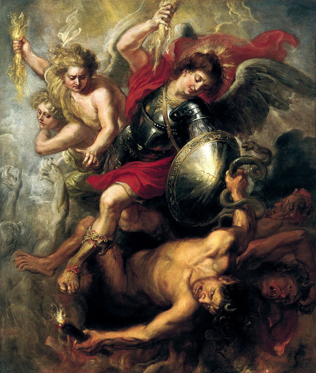 Sint Michaël verdrijft Lucifer en de opstandige engelen, 1622 door Peter Paul Rubens