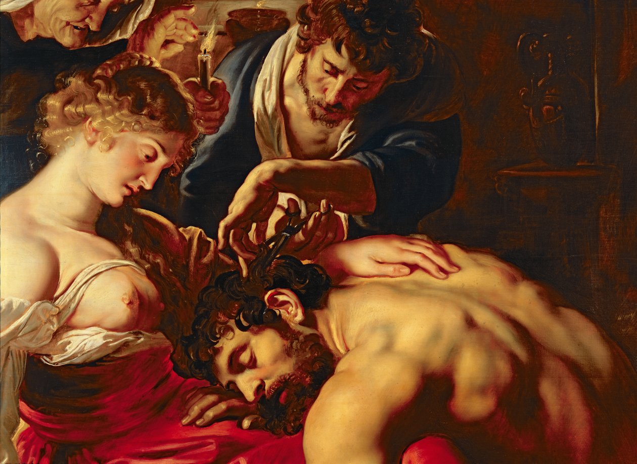 Simson en Delila, ca. 1609 (detail) door Peter Paul Rubens