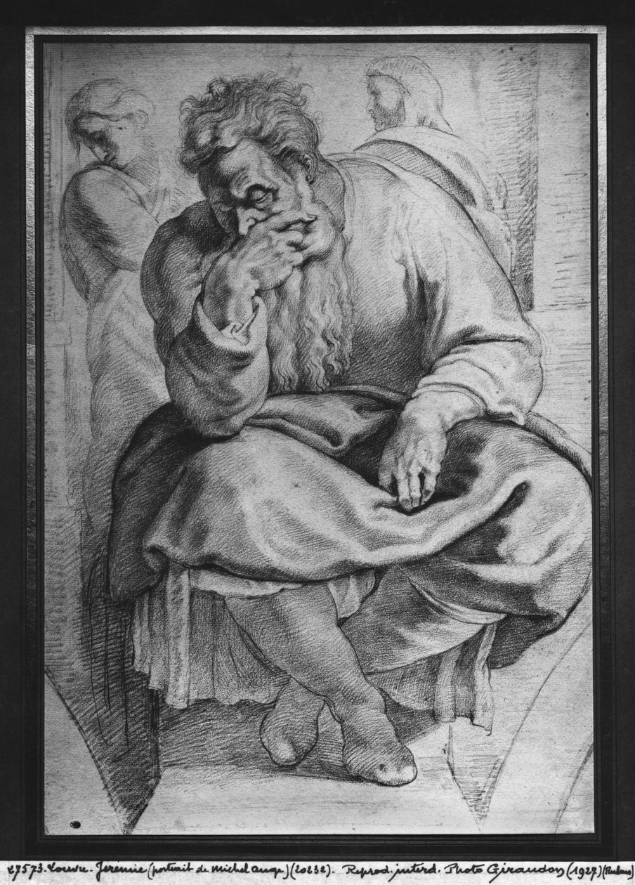 De profeet Jeremia, naar Michelangelo Buonarroti door Peter Paul Rubens