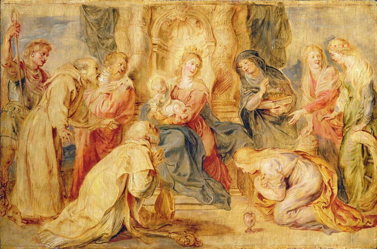 De Maagd en het Kind vereerd door acht heiligen door Peter Paul Rubens