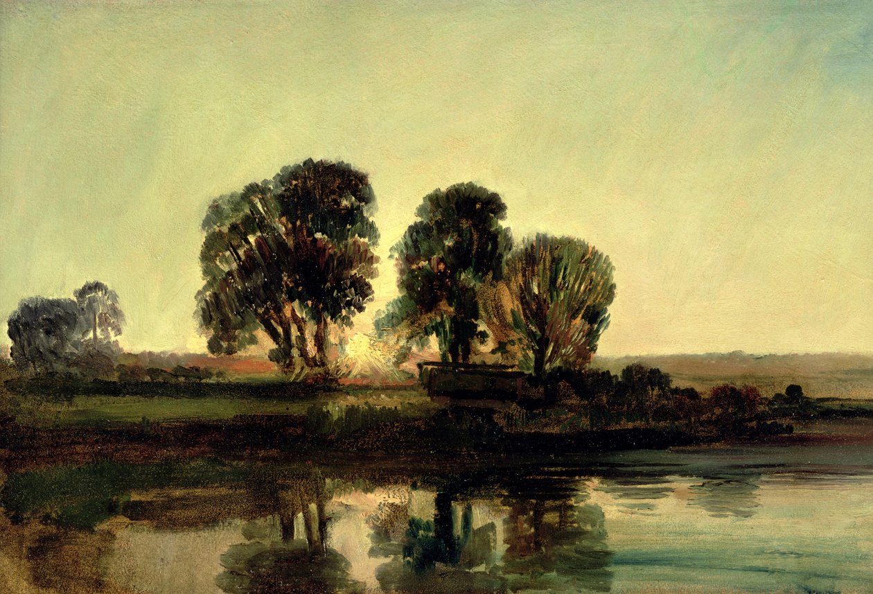 Rivierlandschap bij Zonsondergang door Peter de Wint