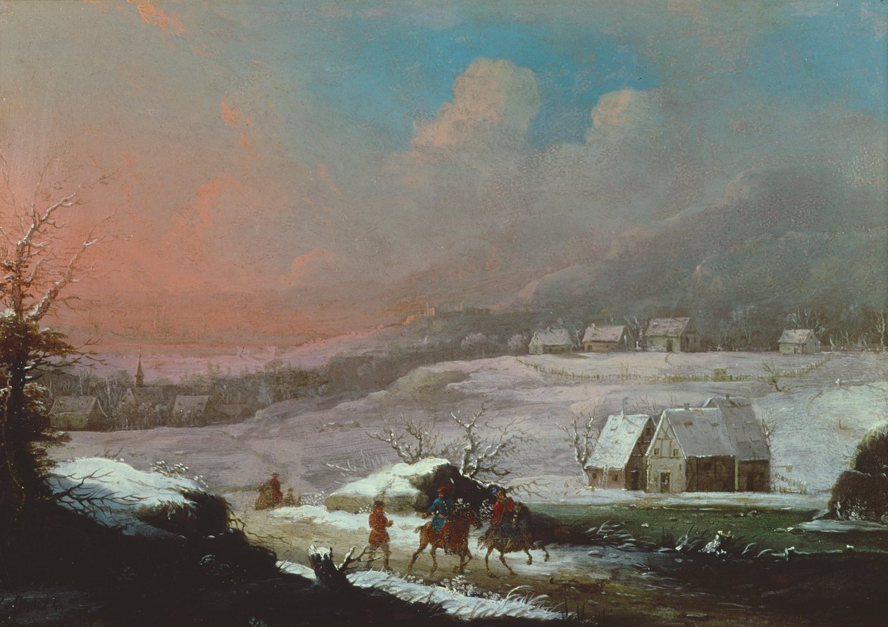 Duits Winterlandschap, 18e eeuw door Peter von Bemmel